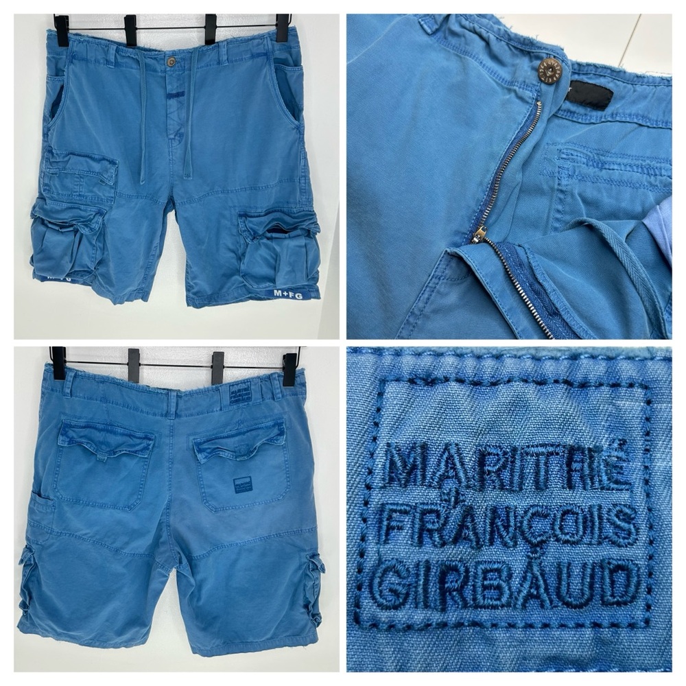Marithe Francois Girbaud BLUE Safari‎ Cargo Short Size 40 Vtg 90s Y2K 38x10.5